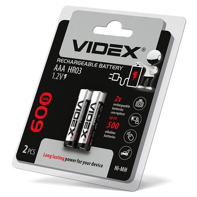 Акумулятори Videx HR03 / AAA 600mAh double blister/2шт HR03/600/2DB фото