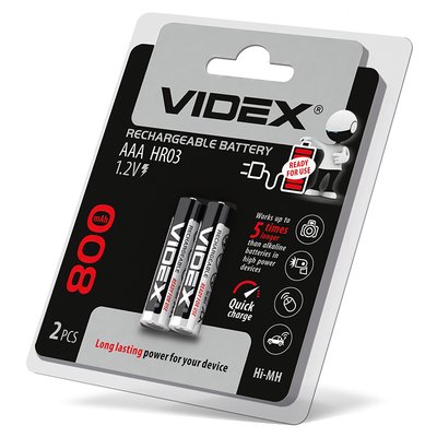 Акумулятори Videx HR03 / AAA 800mAh double blister/2шт HR03/800/2DB фото