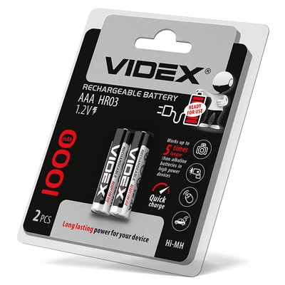 Акумулятори Videx HR03/AAA 1000mAh double blister/2шт HR03/1000/2DB фото