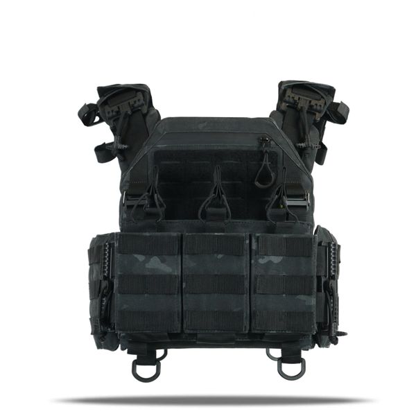 Плитоноска Kiborg GU gen.2 + з'ємна панель з 3-ма підсумками під 1 магазин чорний мультикам 77003 фото
