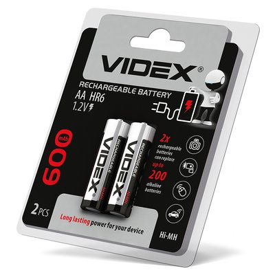 Акумулятори Videx HR6 / AA 600mAh double blister/2шт HR6/600/2DB фото