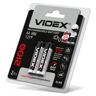 Акумулятори Videx HR6/AA 2100mAh double blister/2шт HR6/2100/2DB фото