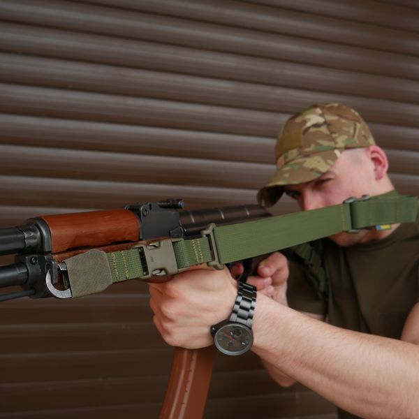 Ремінь 2-точковий Kiborg Gun Sling G-2 з пряжкою швидкого регулювання Triple-X Olive 8030 фото