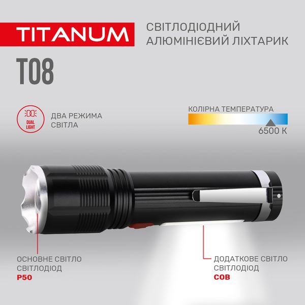 Портативний світлодіодний ліхтарик TITANUM TLF-T08 700Lm 6500K TLF-T08 фото
