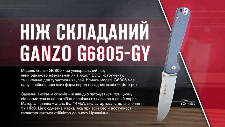 Ніж складаний Ganzo G6805-GY сірий 62498 фото