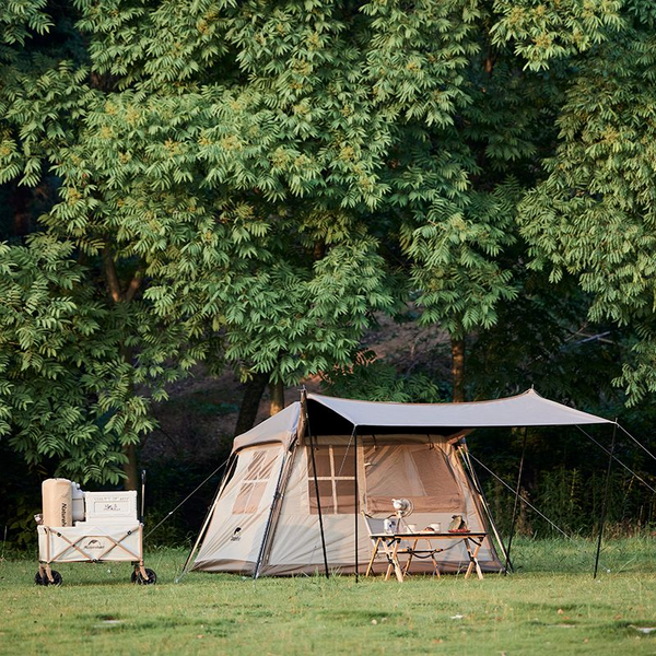 Палатка с навесом Naturehike Village CNK2300ZP022, коричневая большая 6976023920189 фото