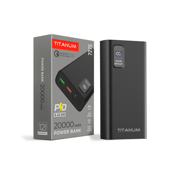 Повербанк TITANUM 727S 20000mAh 22.5W Black TPB-727S-B фото