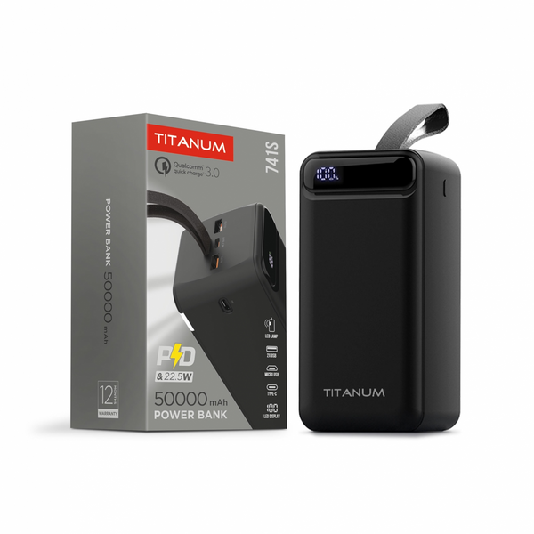 Повербанк 50000mAh TITANUM 741S 22.5W Black TPB-741S-B фото