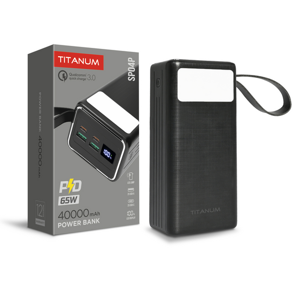 Повербанк 40000mAh TITANUM SP04P PD65W Black TPB-SP04P-B фото