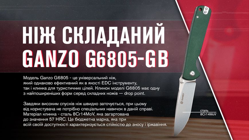 Ніж складаний Ganzo G6805-GB синьо-зелений 62497 фото