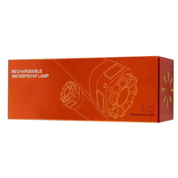 Портативний LED-ліхтар T15, 2600 мА·год, 6 режимів, Type-C, Power Bank, IP68, білий