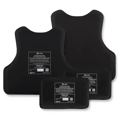 Балістичний бронекомплект для бронежилета Militex XL 60,8*51,2 см/41,9*45,9 см (спина, груди, камербанди 2 шт) (1 клас захисту)