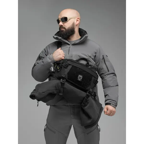 Поясна сумка BEZET Iron чорна (тактична бананка 8.4 л, MOLLE, 900D)