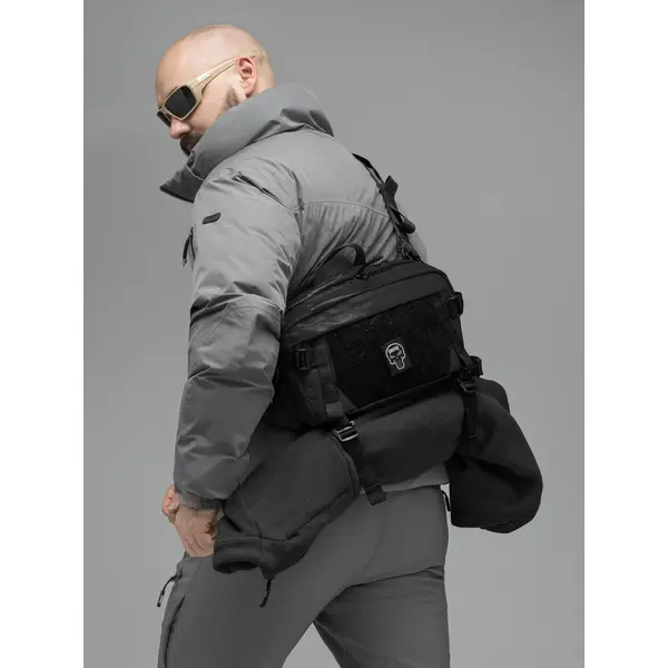 Поясна сумка BEZET Iron чорна (тактична бананка 8.4 л, MOLLE, 900D)