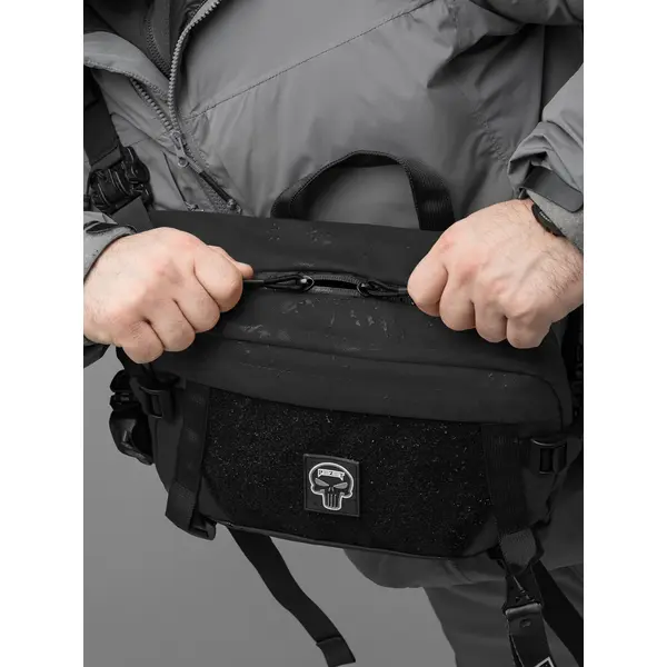 Поясна сумка BEZET Iron чорна (тактична бананка 8.4 л, MOLLE, 900D)