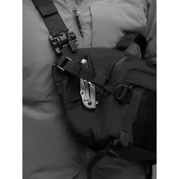 Поясна сумка BEZET Iron чорна (тактична бананка 8.4 л, MOLLE, 900D)