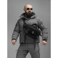 Поясная сумка BEZET Iron черная (тактическая бананка 8.4 л, MOLLE, 900D)