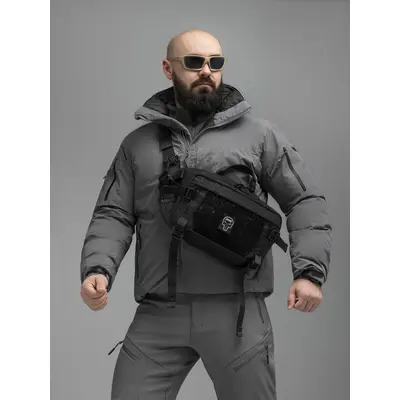 Поясна сумка BEZET Iron чорна (тактична бананка 8.4 л, MOLLE, 900D)