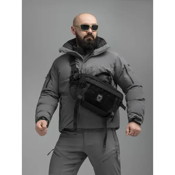 Поясна сумка BEZET Iron чорна (тактична бананка 8.4 л, MOLLE, 900D)
