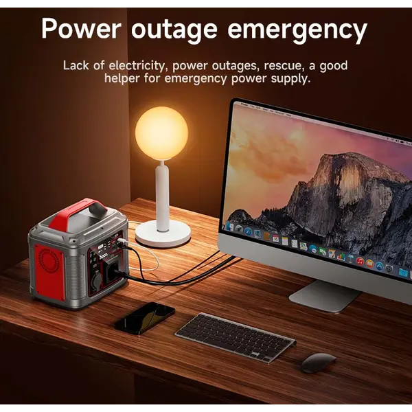 Портативна зарядна станція HOCO DB28 300W Iron Gray+Red