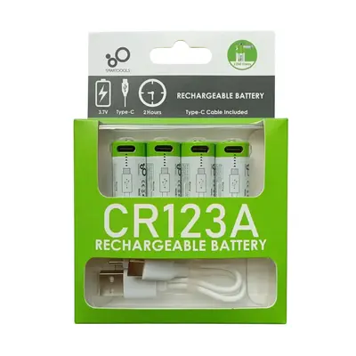 Акумулятори CR123A (16340) з роз’ємом TYPE-C (4 шт., 700 mAh, 3.7V)