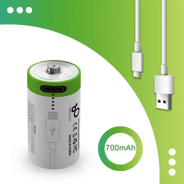 Акумулятори CR123A (16340) з роз’ємом TYPE-C (4 шт., 700 mAh, 3.7V)