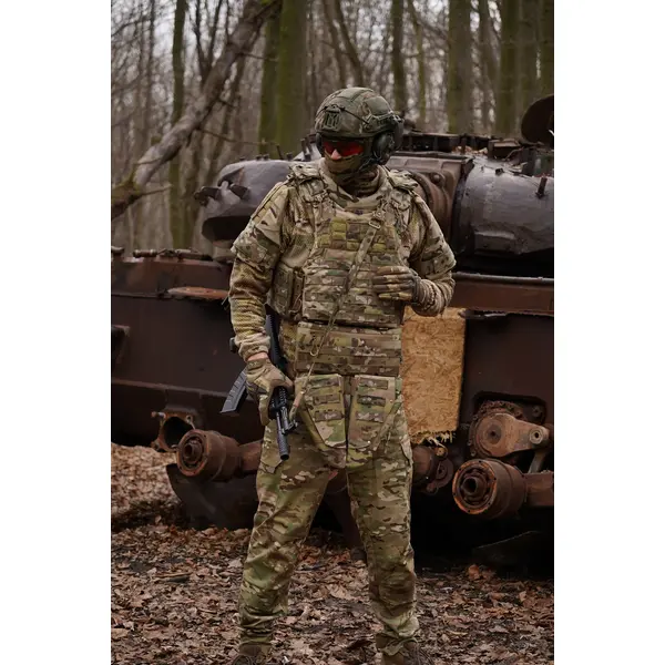 Защита паха (напашник) тройной с баллистическим пакетом 1 класс защиты Militex cordura USA Multicam