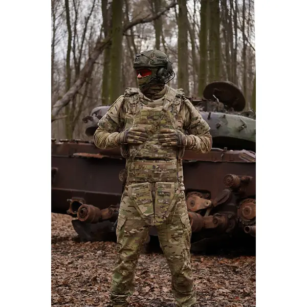 Защита паха (напашник) тройной с баллистическим пакетом 1 класс защиты Militex cordura USA Multicam