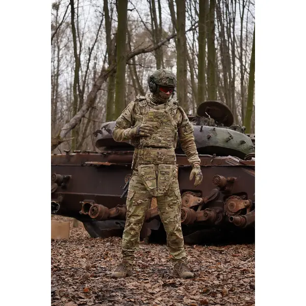 Защита паха (напашник) тройной с баллистическим пакетом 1 класс защиты Militex cordura USA Multicam