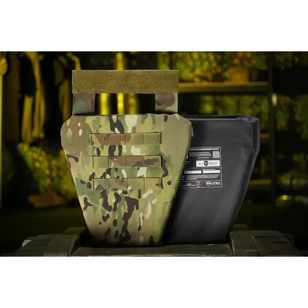 Захист паху (напашник-фартух) Kiborg з балістичним пакетом (Militex) 2 клас захисту Multicam