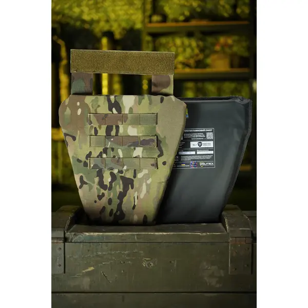 Захист паху (напашник-фартух) Kiborg з балістичним пакетом (Militex) 2 клас захисту Multicam