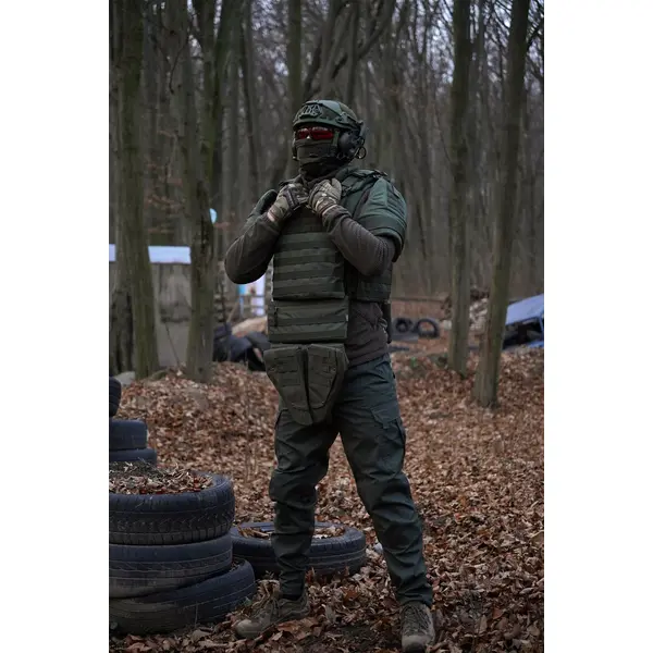 Защита паха (напашник) тройной Kiborg с баллистическим пакетом 1 класс защиты Militex Khaki