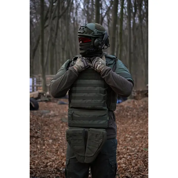 Защита паха (напашник) тройной Kiborg с баллистическим пакетом 1 класс защиты Militex Khaki
