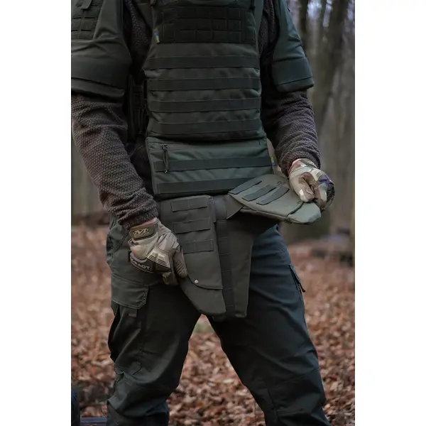 Защита паха (напашник) тройной Kiborg с баллистическим пакетом 1 класс защиты Militex Khaki