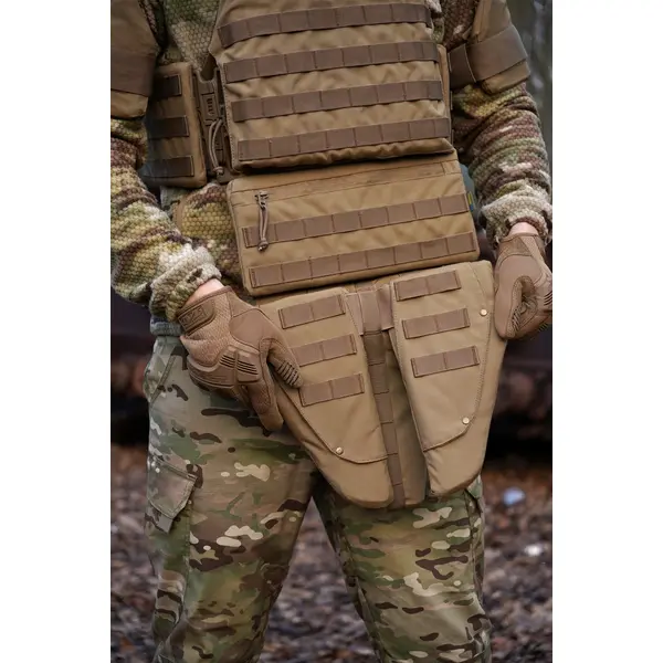 Защита паха (напашник) тройной Kiborg с баллистическим пакетом 1 класс защиты Militex Coyote