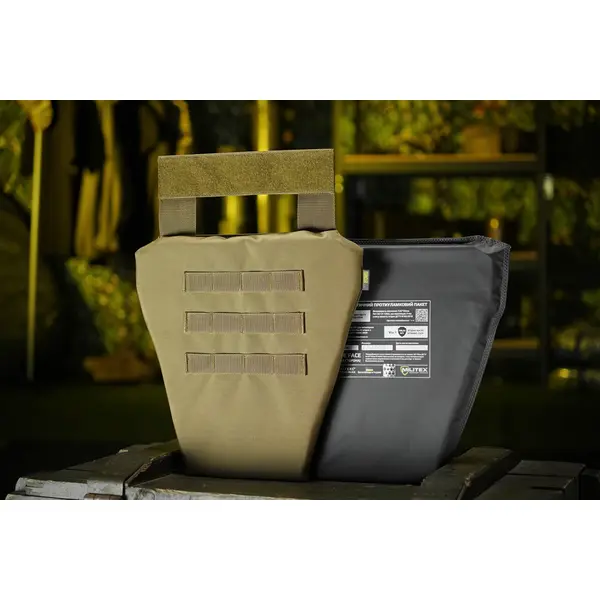 Защита паха (напашник-фартук) Kiborgс баллистическим пакетом (Militex) 1 класс защиты Coyote