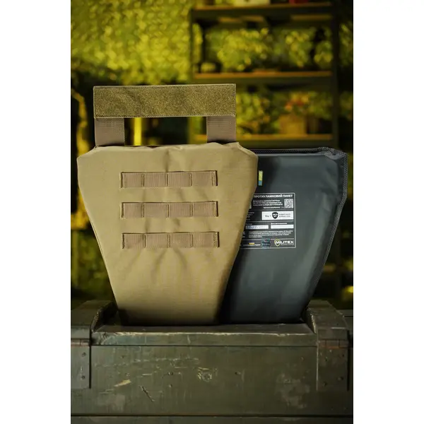 Захист паху (напашник-фартух) Kiborg з балістичним пакетом (Militex) 2 клас захисту Coyote