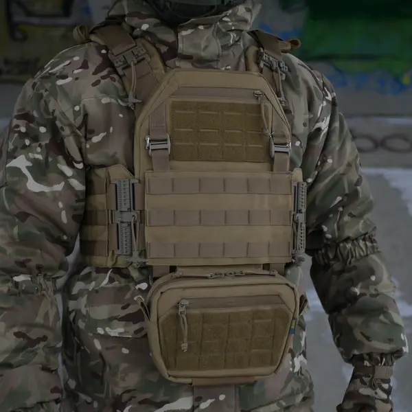 Сумка-напашник M Kiborg з балістичним пакетом 1 клас захисту Militex GU Сordura Coyote