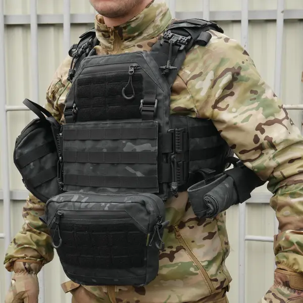 Сумка-напашник M Kiborg с баллистическим пакетом 1 класс защиты Militex GU Сordura Black Multicam