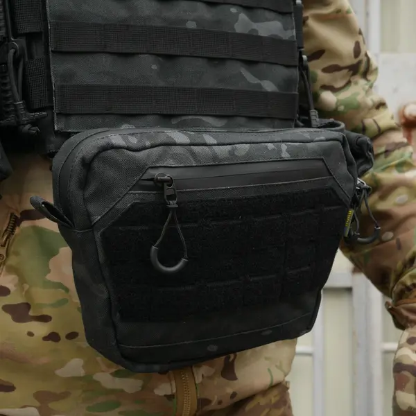 Сумка-напашник M Kiborg с баллистическим пакетом 1 класс защиты Militex GU Сordura Black Multicam