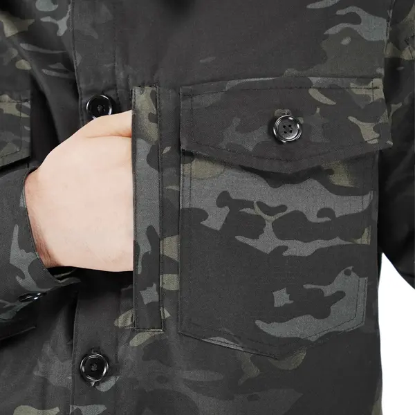 Сорочка тактична Twill 5 FS чорний мультикам (гудзики) L