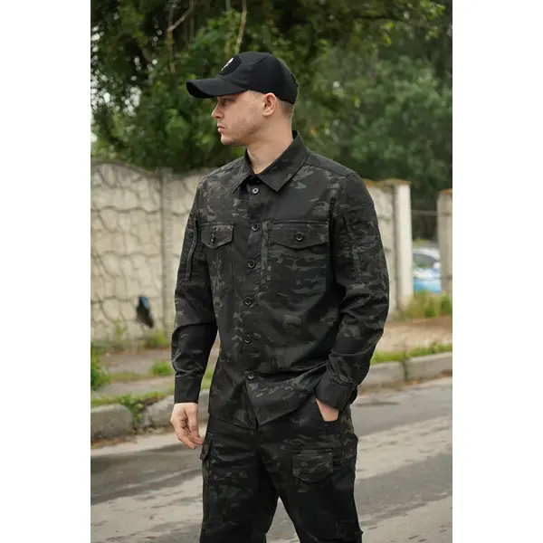 Сорочка тактична Twill 5 FS чорний мультикам (гудзики) L