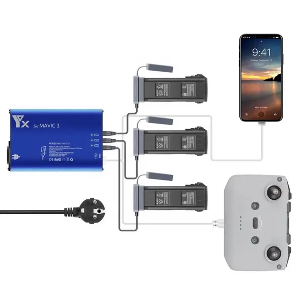 Зарядное устройство 3 в 1 для DJI Mavic 3 интеллектуальная станция зарядки аккумуляторов 17,6 В 4 А с USB