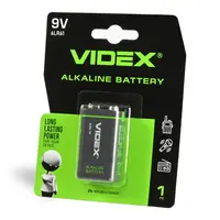 Щелочная батарейка Videx 6LR61/9V (Крона) 1шт BLISTER