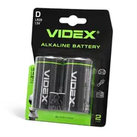 Лужна батарейка Videx LR20/D 2шт BLISTER CARD