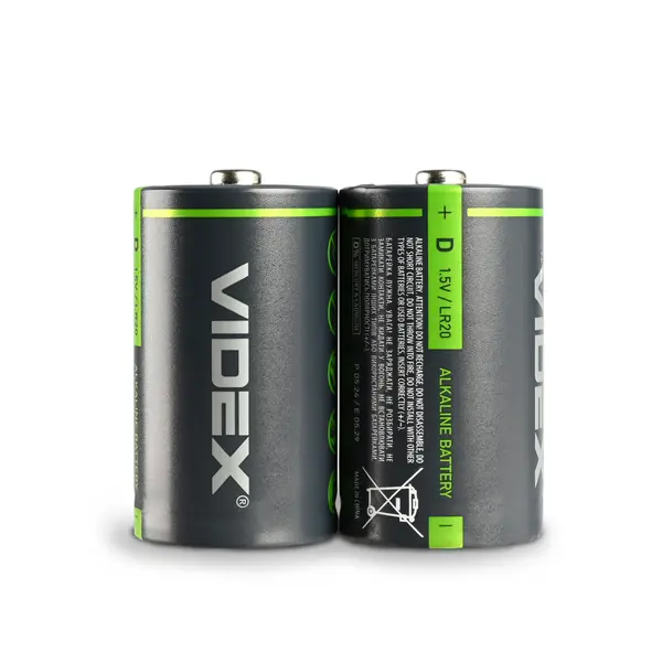 Лужна батарейка Videx LR20/D 2шт BLISTER CARD