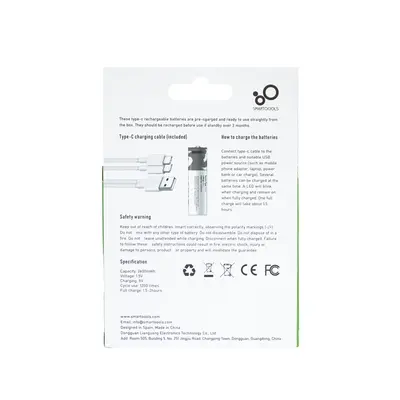 Батарейки акумуляторні пальчикові АА із зарядкою typ-c 4 шт.