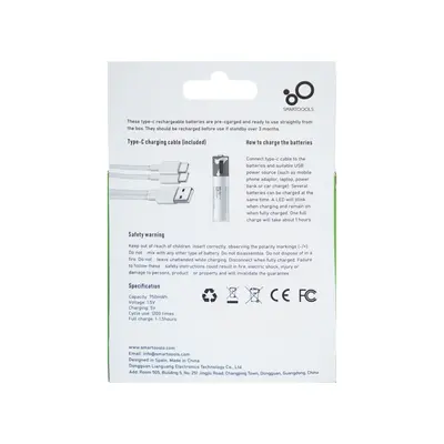 Комплект 4 шт. акумуляторні батареї Smartoools AAA 500 mah + зарядка Type-C (Зелений)