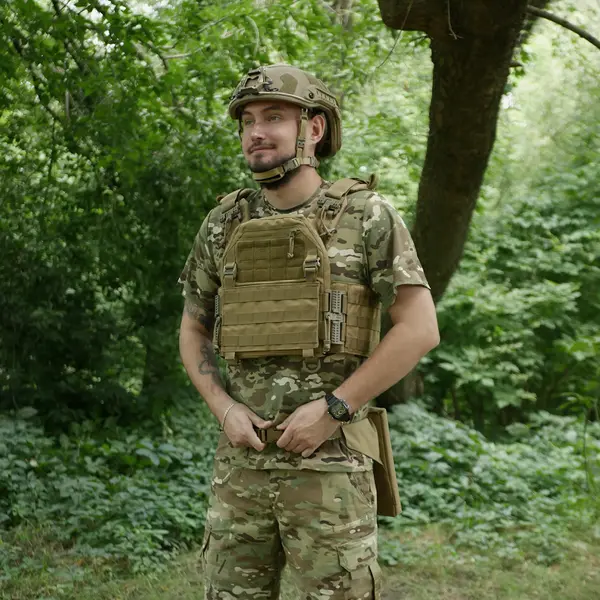 Каремат-сидушка Kiborg с баллистическим пакетом 2 класс защиты Militex 20mm Cordura Coyote