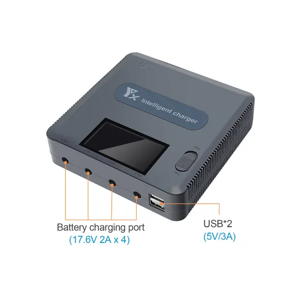 Інтелектуальний багатопортовий зарядний пристрій для DJI Mavic 3 Series (4×17.6V + 2×USB)